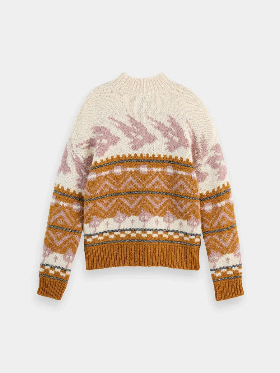 Scotch and Soda Metallic Fair Isle Pullover Tobacco