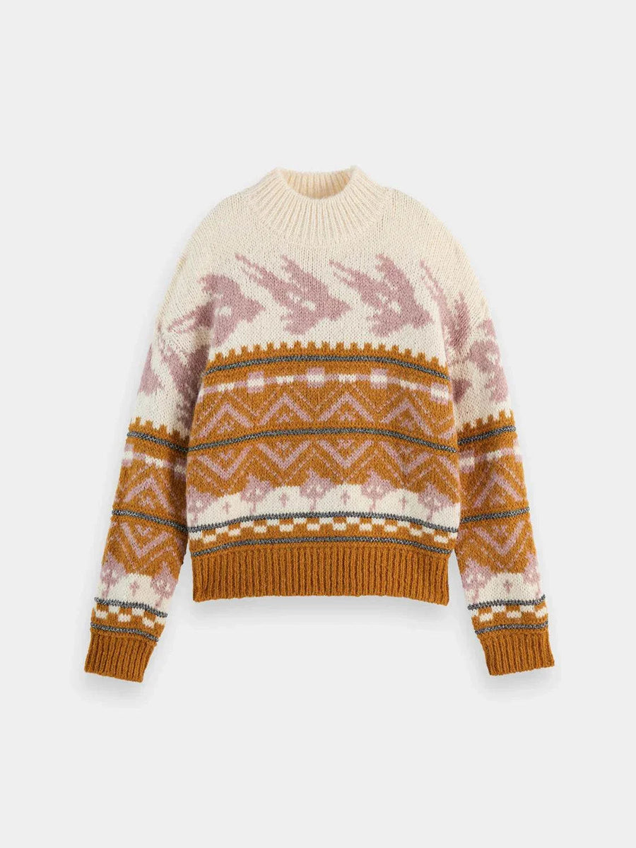 Scotch and Soda Metallic Fair Isle Pullover Tobacco