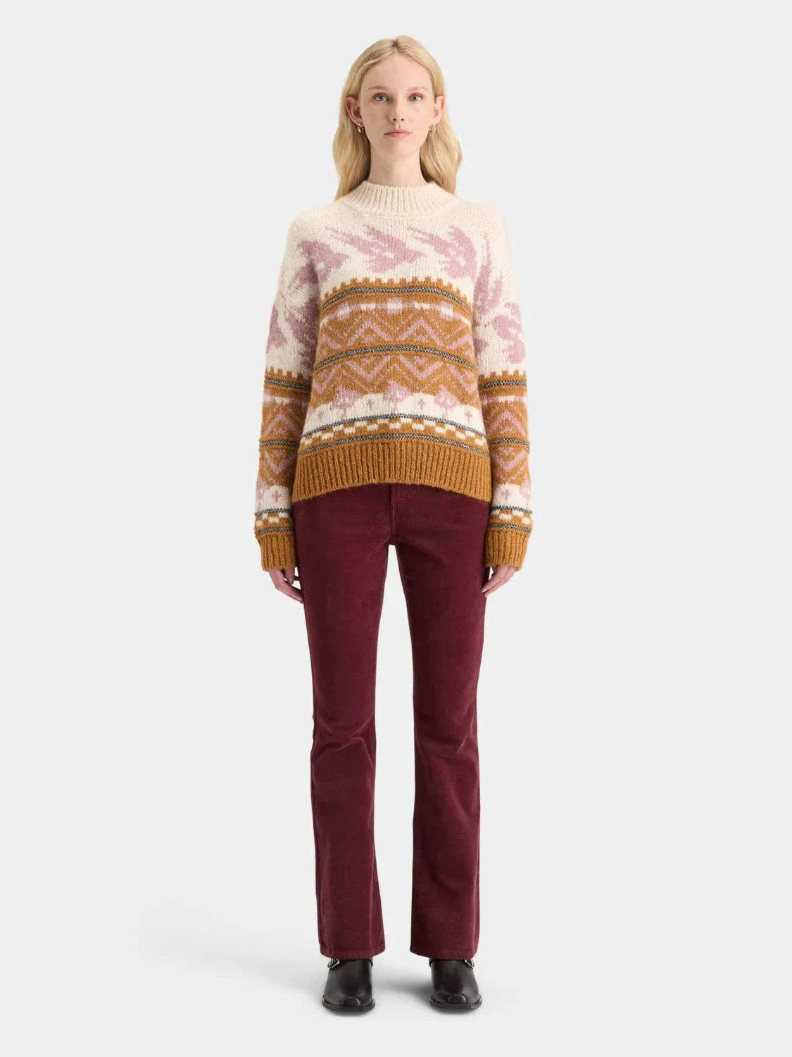 Scotch and Soda Metallic Fair Isle Pullover Tobacco