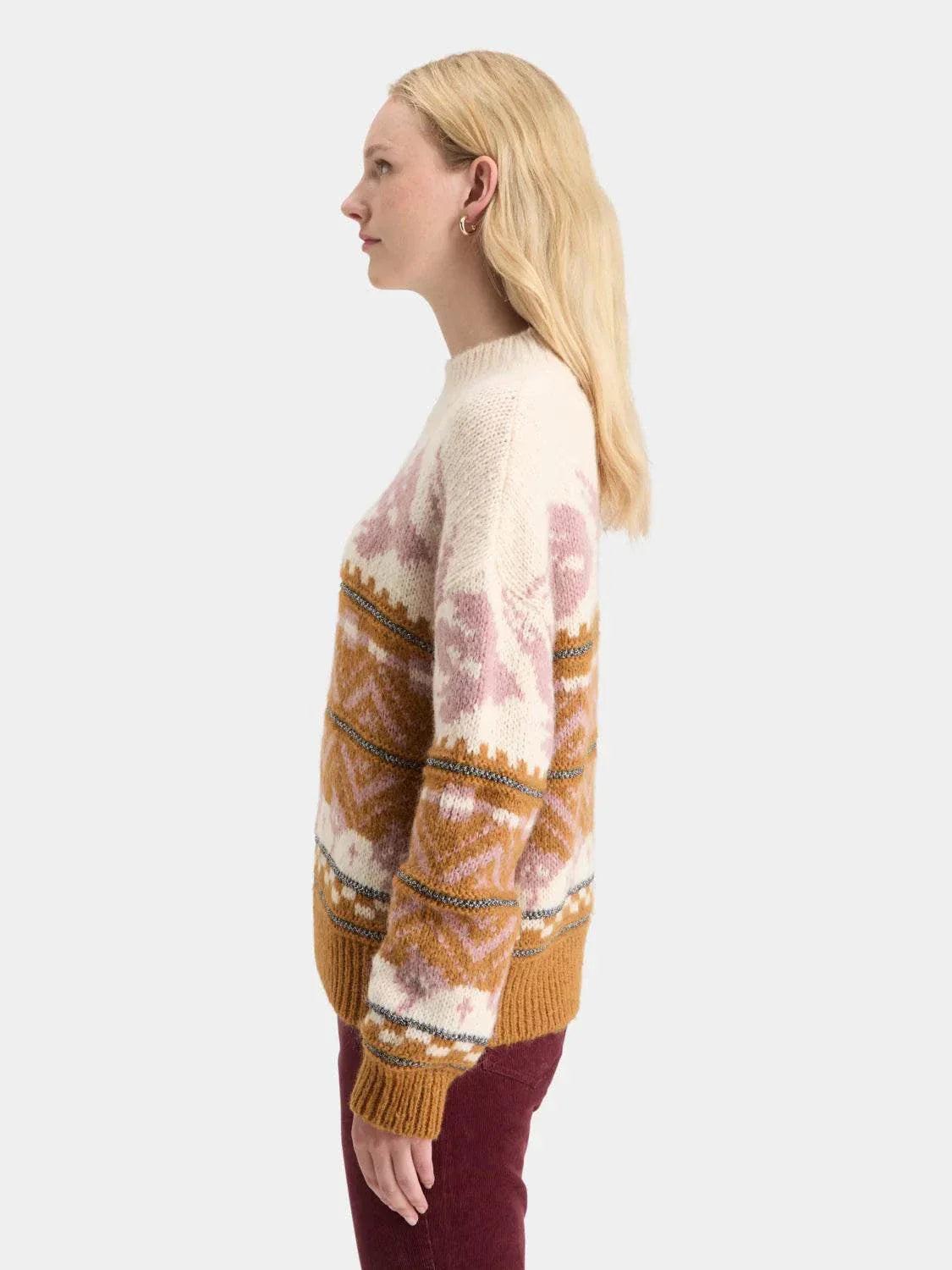 Scotch and Soda Metallic Fair Isle Pullover Tobacco