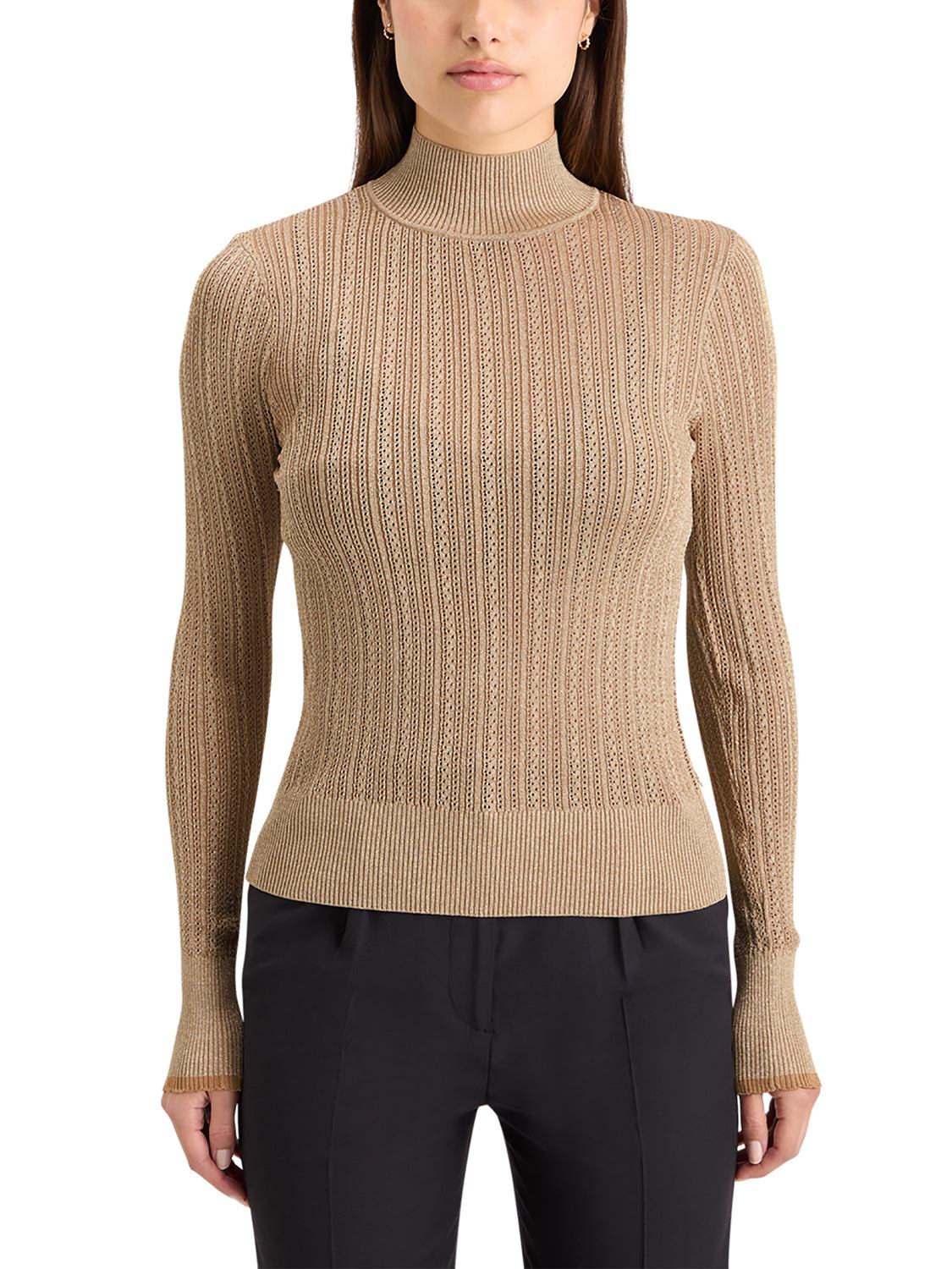 Scotch and Soda Metallic Pointelle Fitted Gold