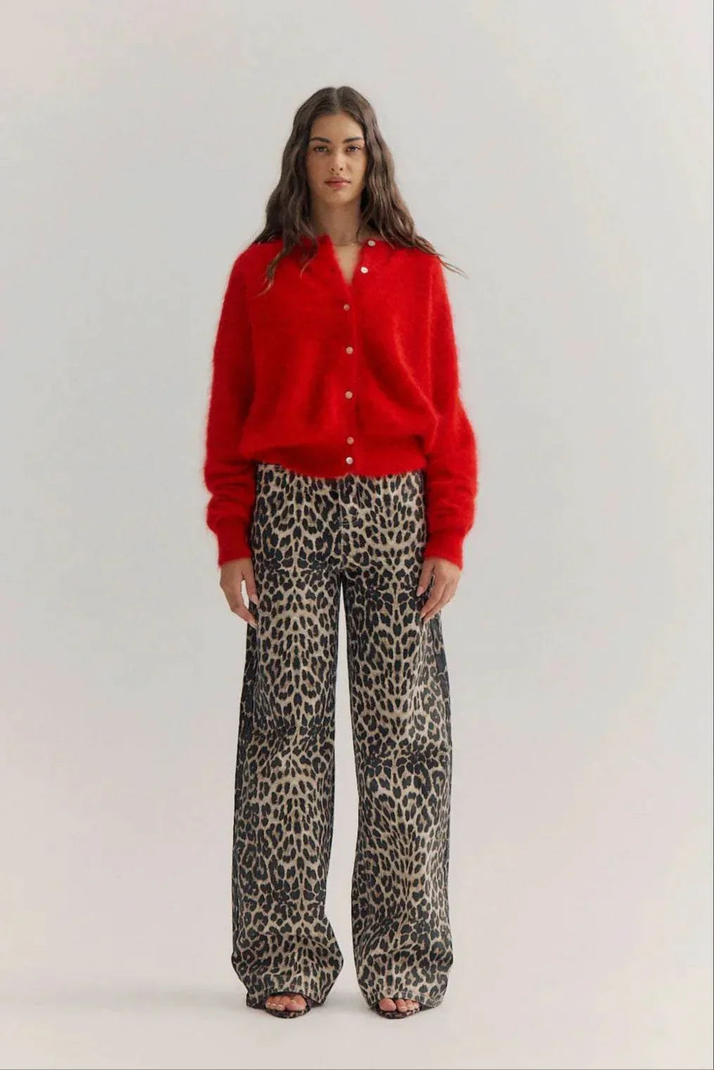 World of Nomads Frankie Cashmere Crew Neck Cardigan Flame