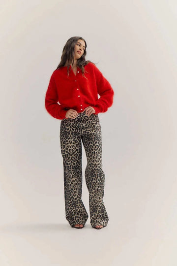 World of Nomads Frankie Cashmere Crew Neck Cardigan Flame