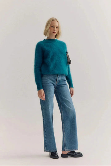 World Of Nomads Adele Cashmere Crew Neck Knit Ocean