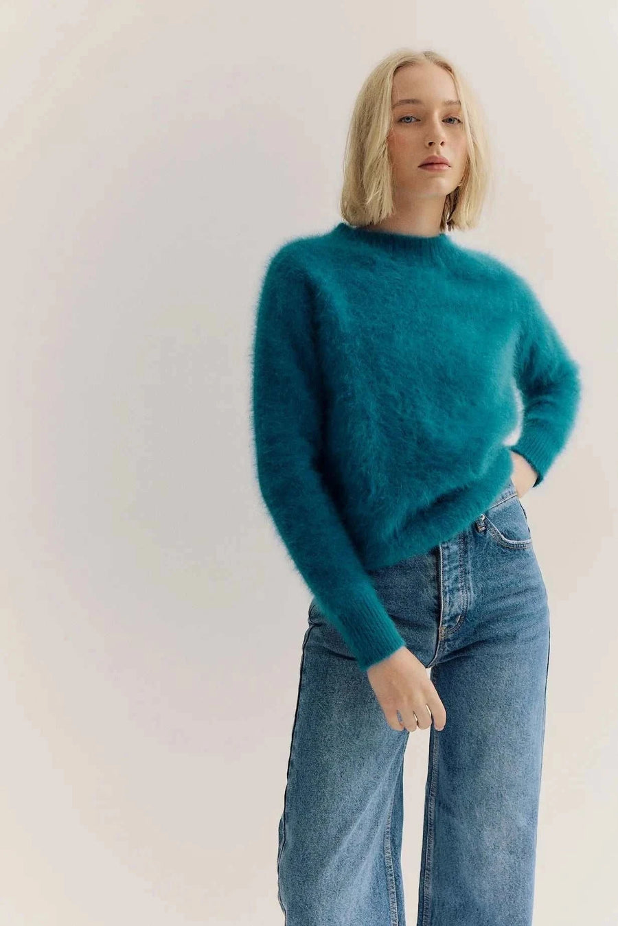 World Of Nomads Adele Cashmere Crew Neck Knit Ocean