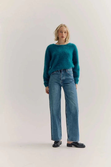 World of Nomads Stella Cashmere Boat Neck Knit Ocean