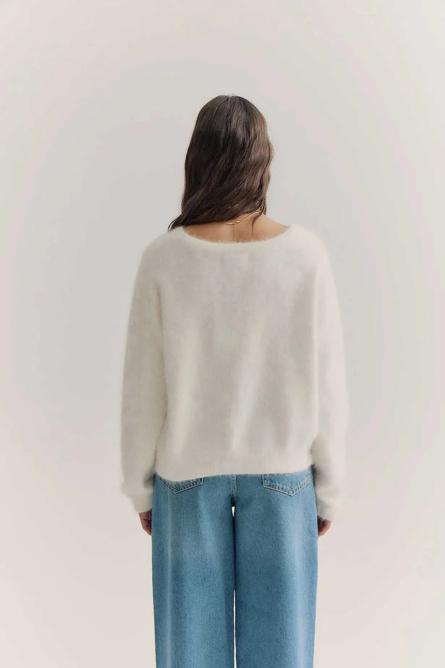 World of Nomads Stella Cashmere Boat Neck Knit Snow