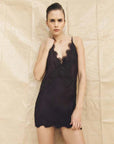 Shona Joy Simona Lace Slip Mini Dress Espresso