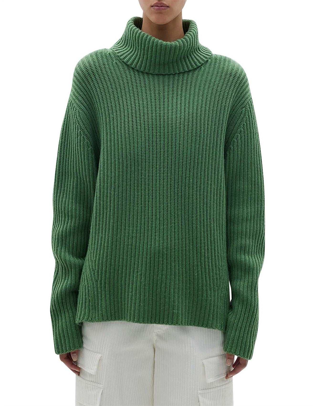 Bassike Chunky Oversized Turtleneck Green