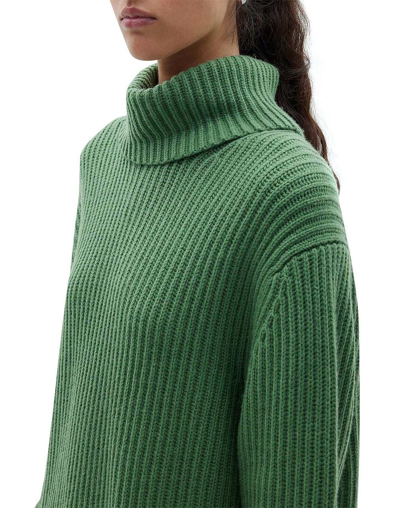 Bassike Chunky Oversized Turtleneck Green