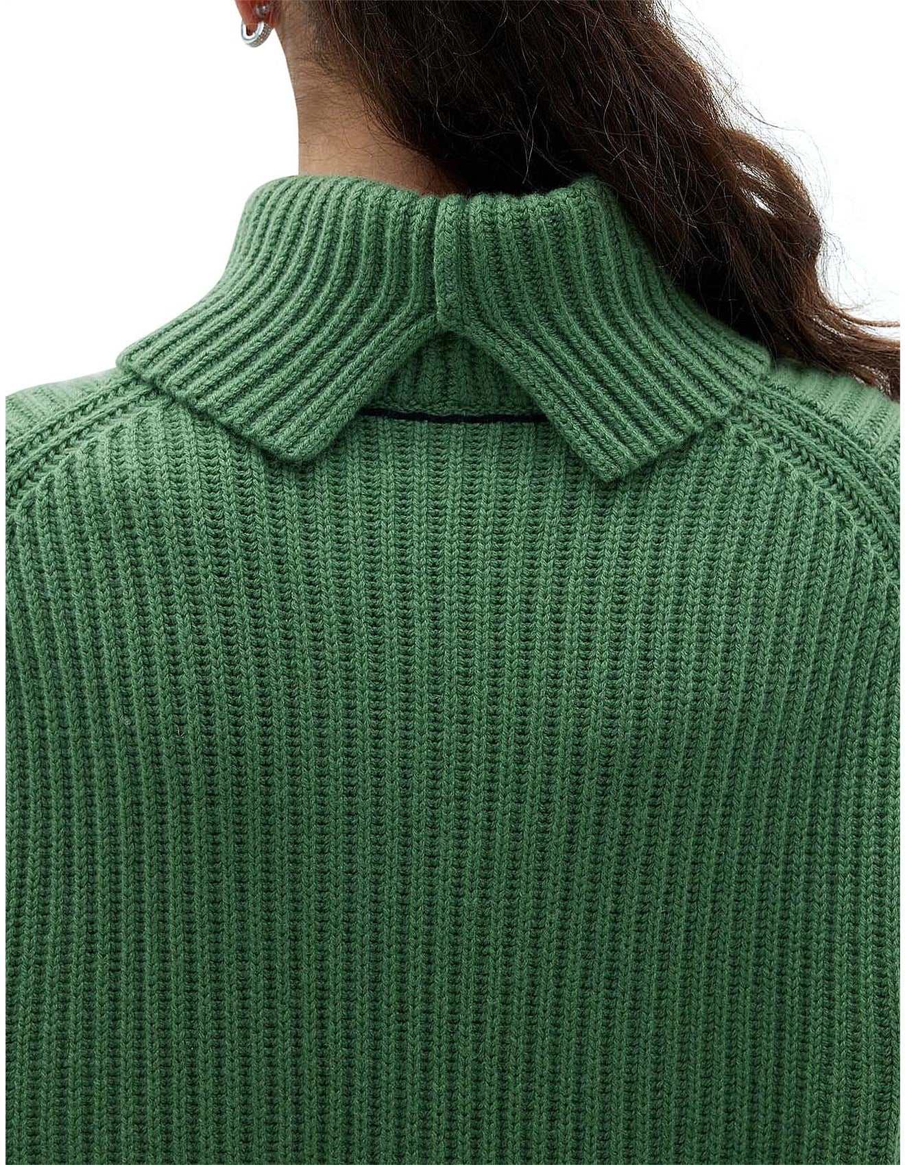 Bassike Chunky Oversized Turtleneck Green