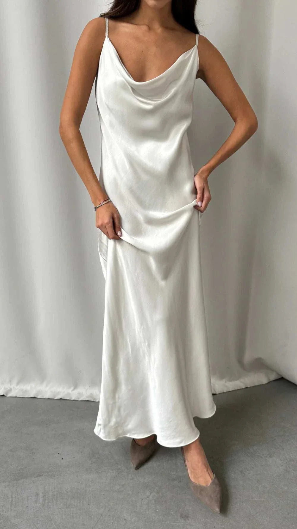 Charli Alena Satin Dress Pearl One Size