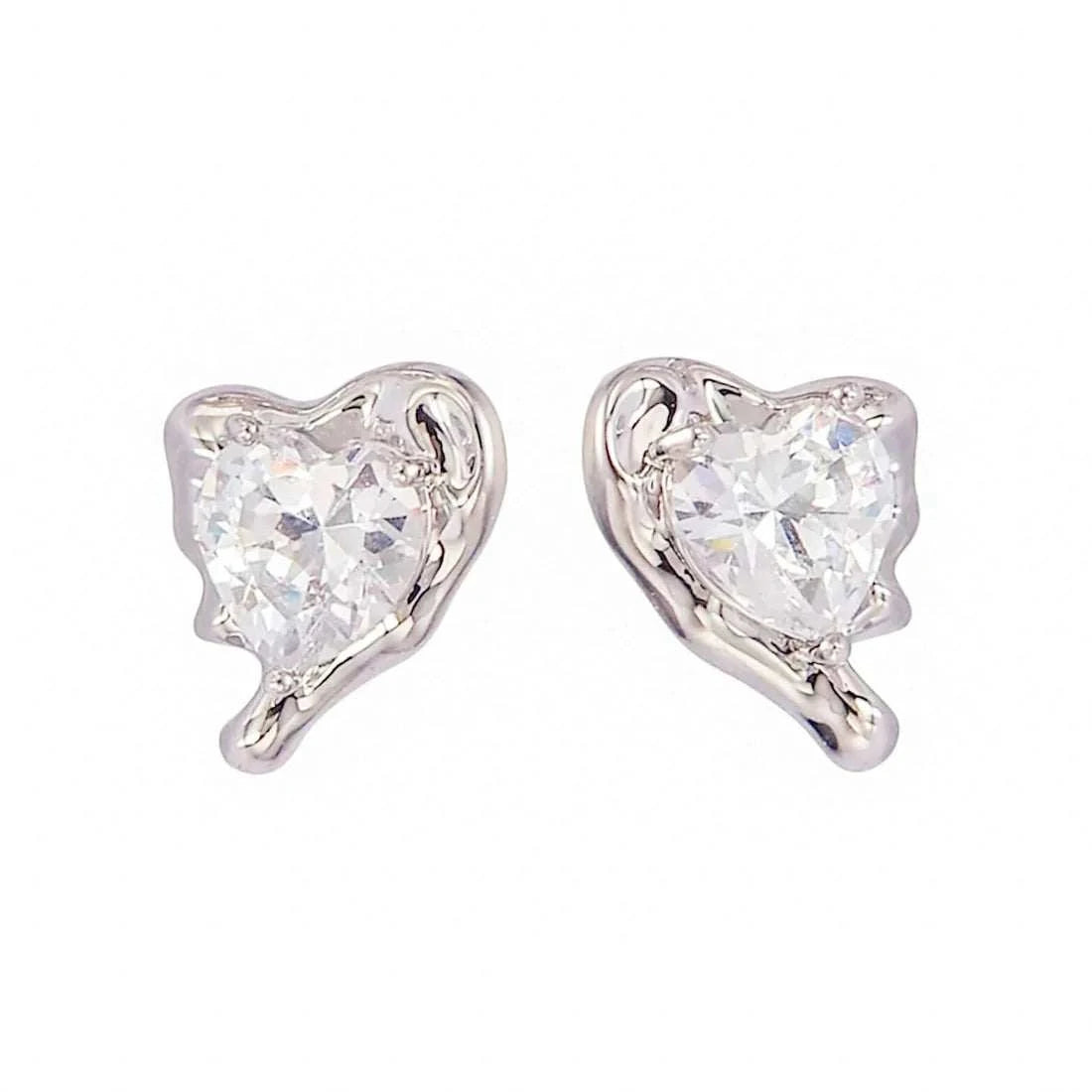 De Sur Molten Heart Earrings Silver