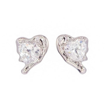De Sur Molten Heart Earrings Silver