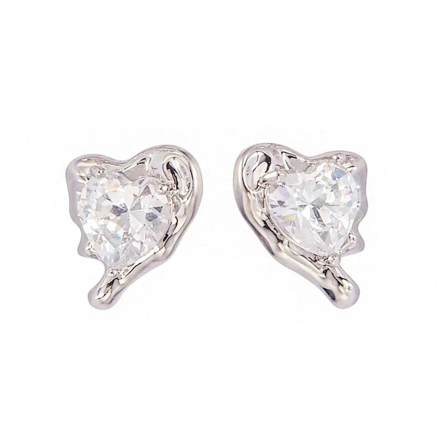 De Sur Molten Heart Earrings Silver