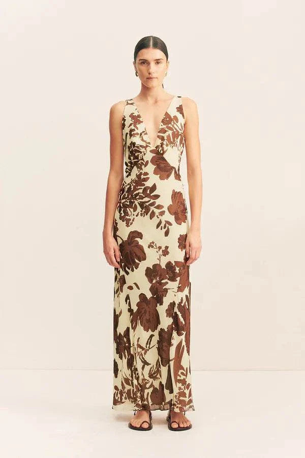 Shona Joy Noa Plunged Maxi Dress Pineapple Wallflower 