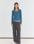 Deiji Studios Ease Trouser Brown Blue Stripe
