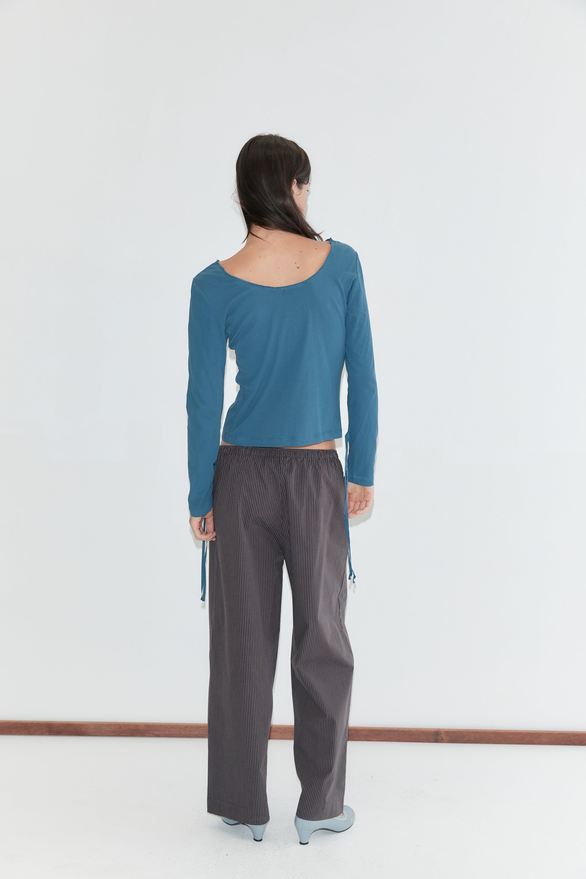 Deiji Studios Ease Trouser Brown Blue Stripe