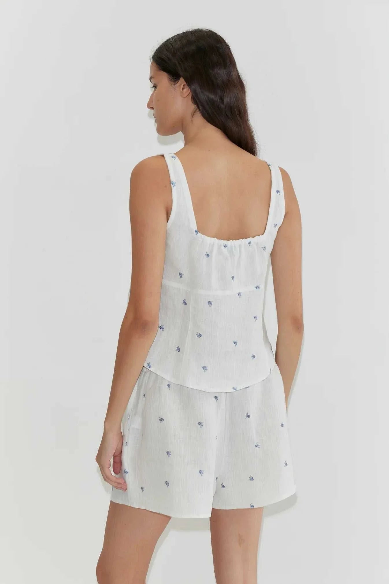 Deiji Studios Relax Short Set Floral Blue
