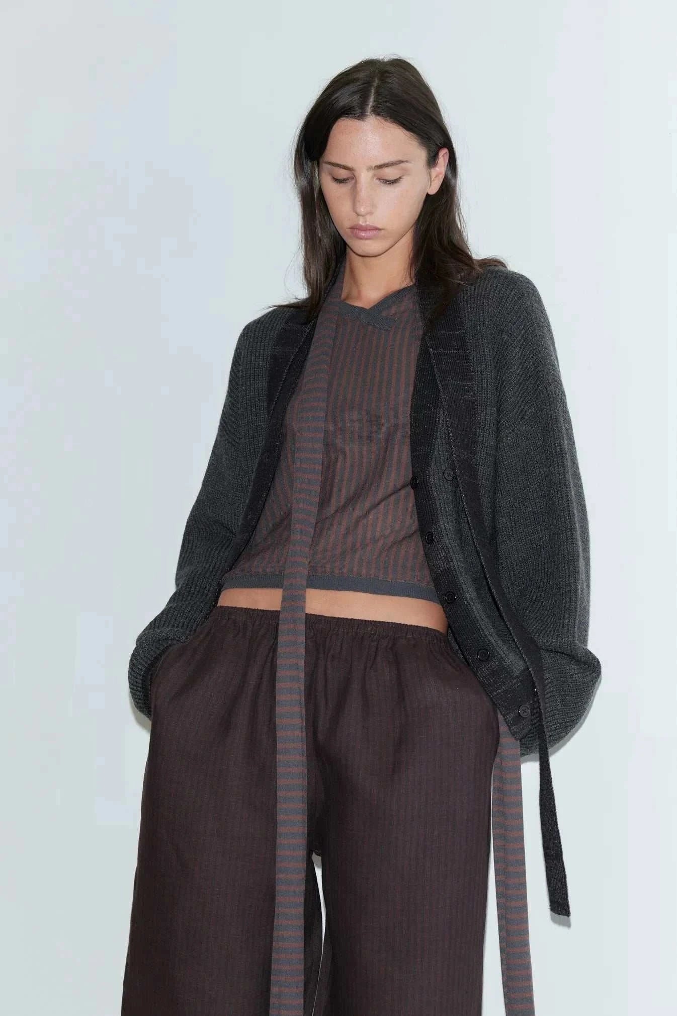 Deiji Studios Ease Trouser Brown Black Stripe