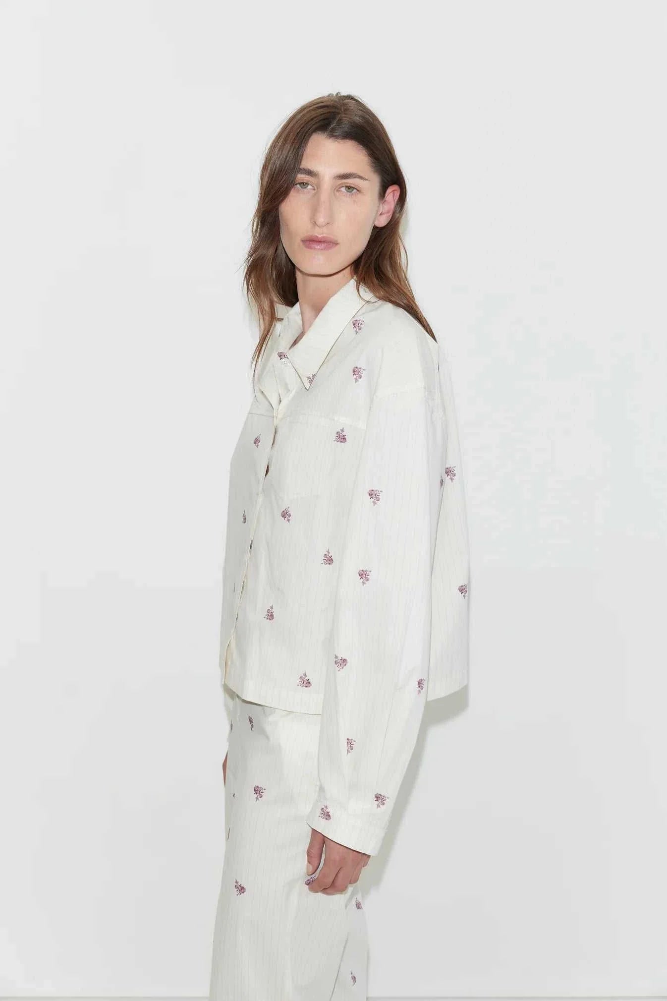 Deiji Studios Boxy Shirt Floral Stripe