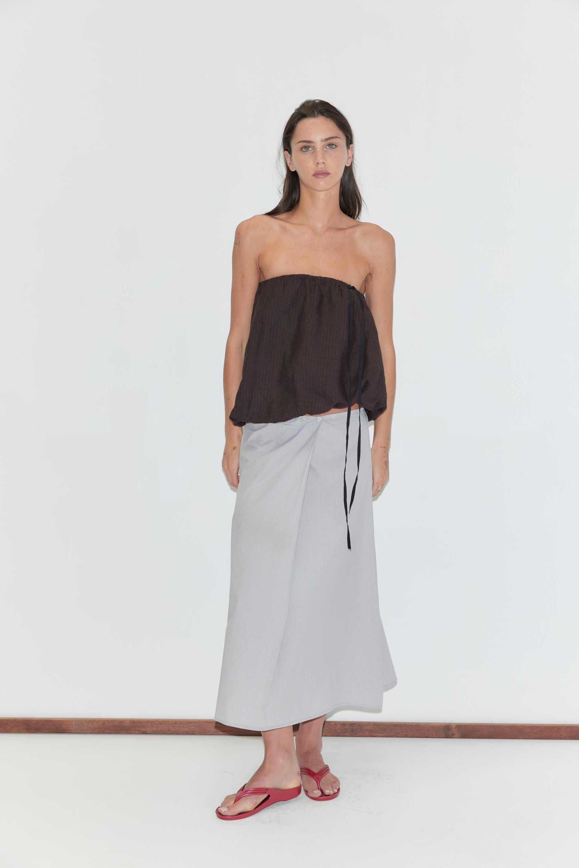 Deiji Studios Bubble Top Brown Black Stripe