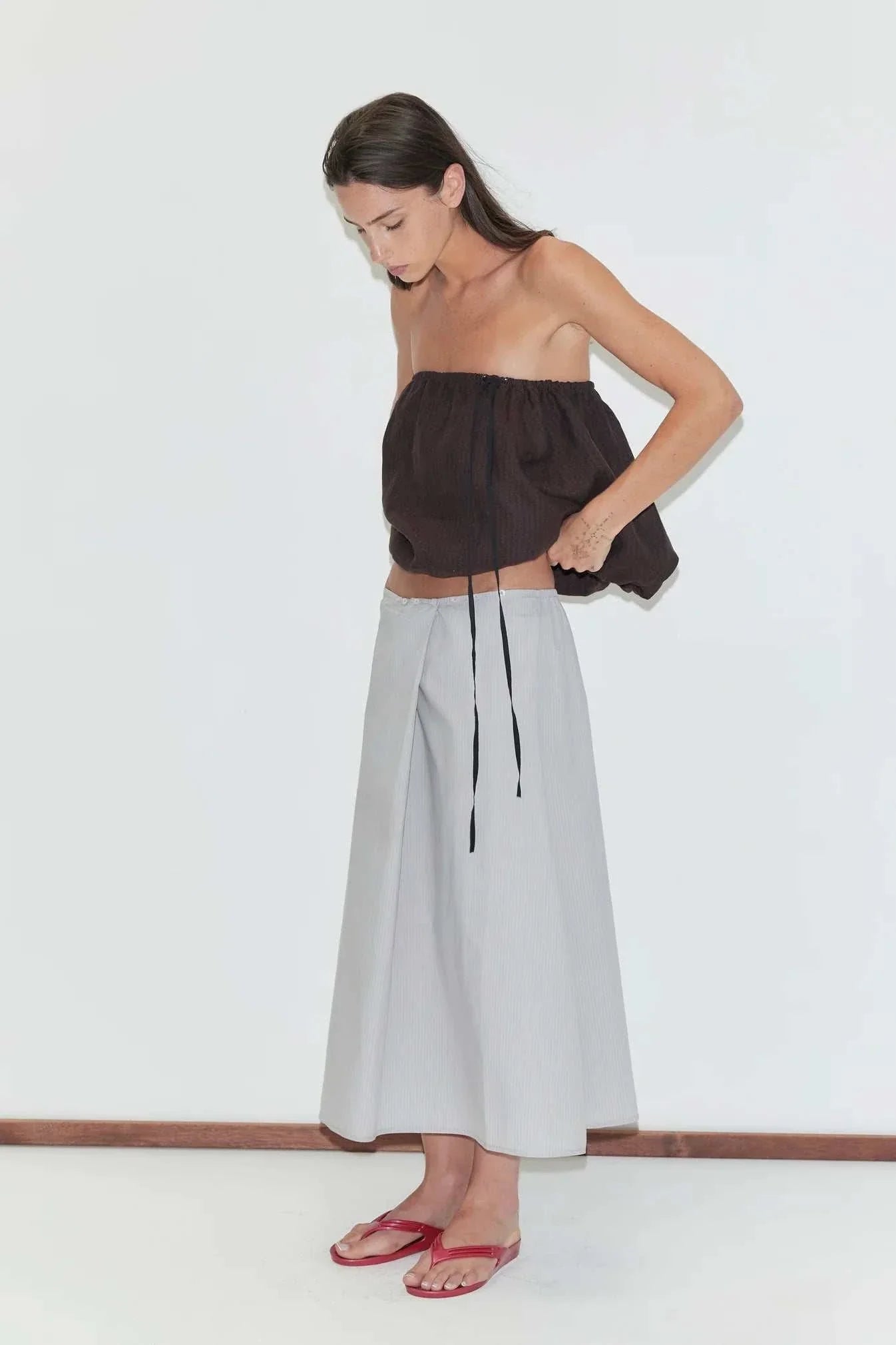 Deiji Studios Bubble Top Brown Black Stripe