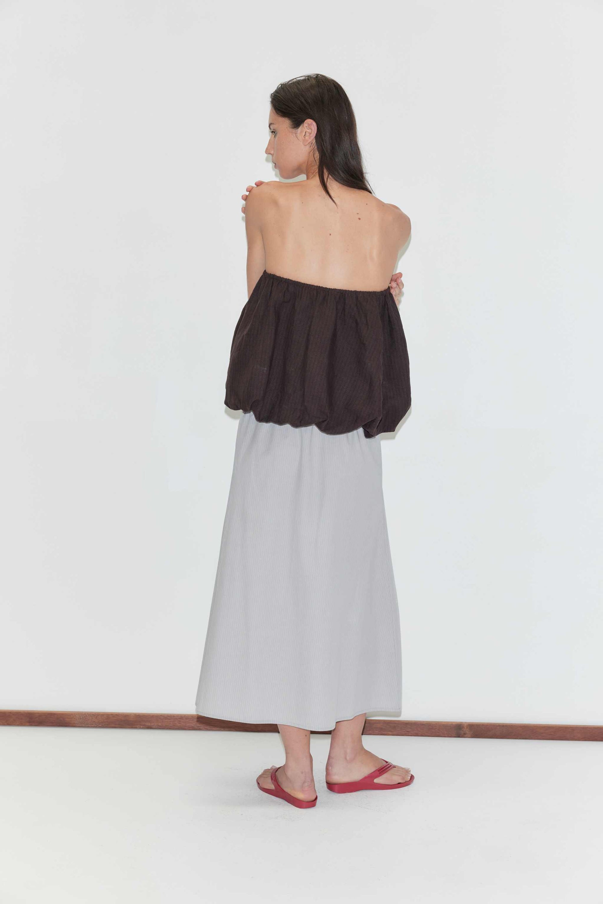 Deiji Studios Bubble Top Brown Black Stripe