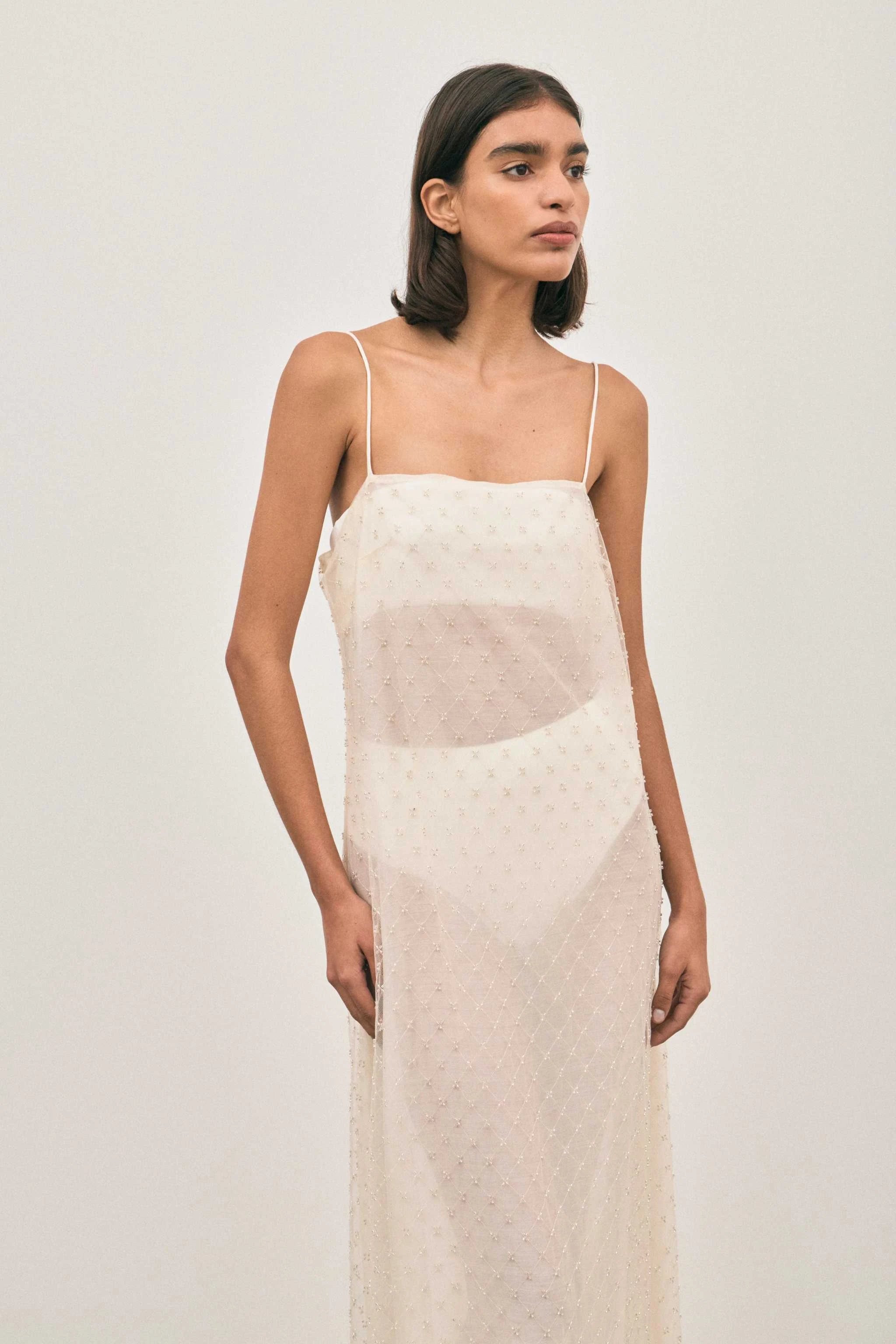 Solaqua Camilla Beaded Dress Ivory