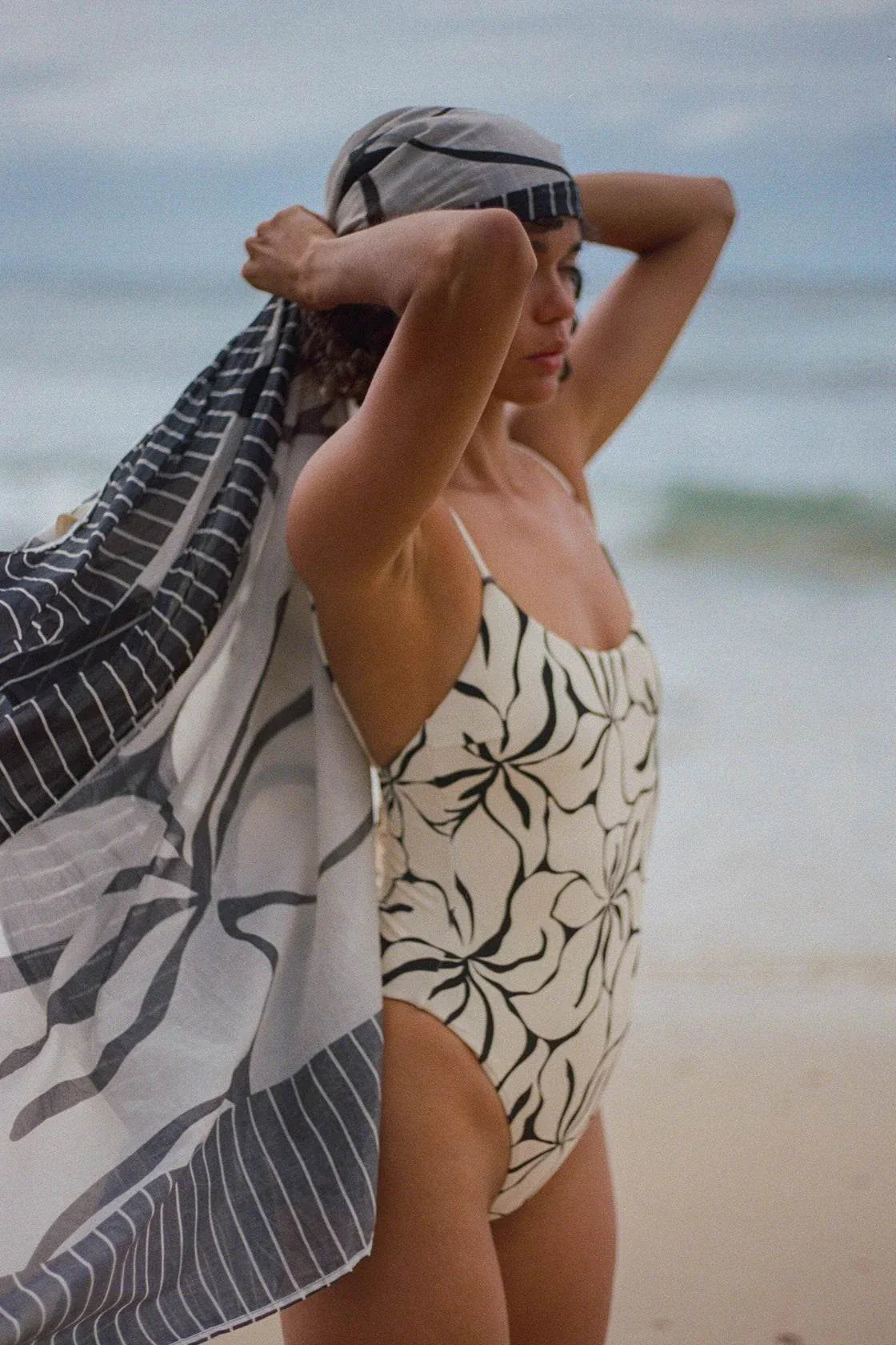 Zulu and Zephyr Reversible One Piece Cream Flower
