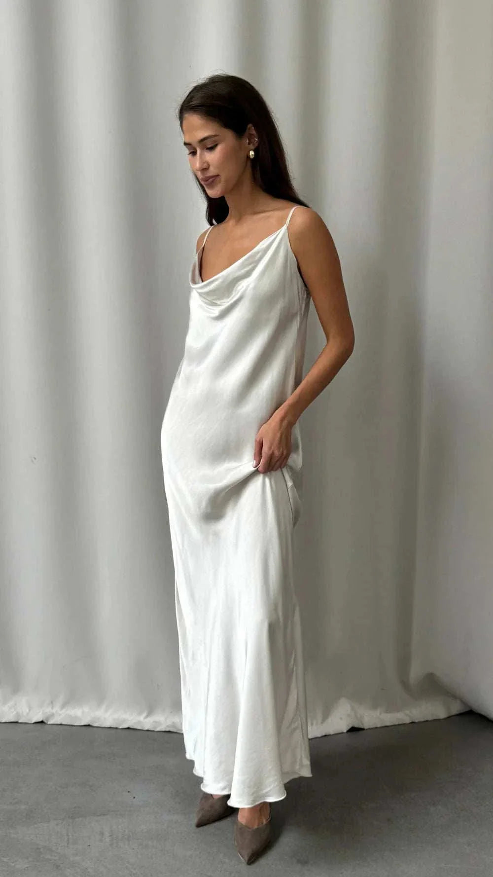 Charli Alena Satin Dress Pearl One Size