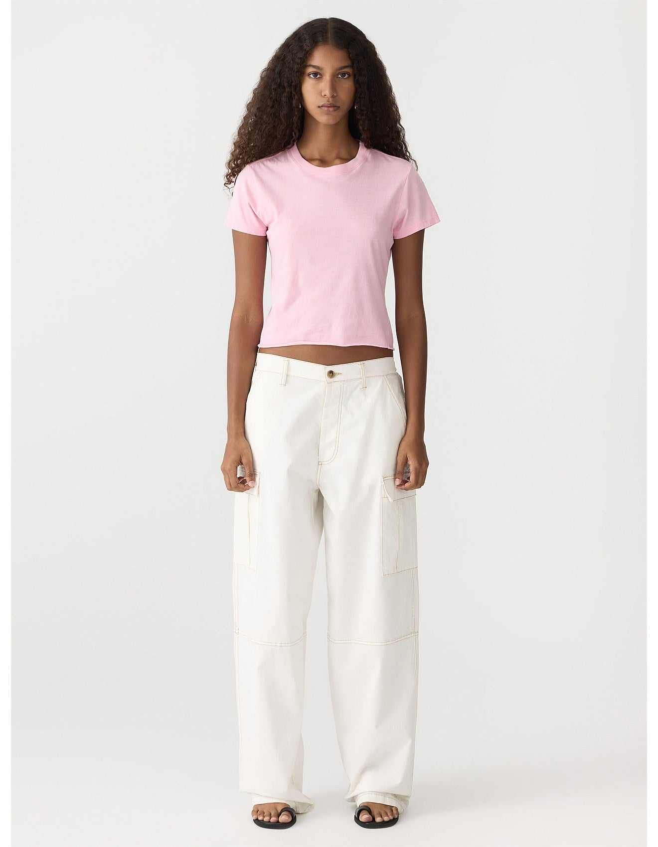 Bassike Raw Edge Baby TShirt Powder Pink