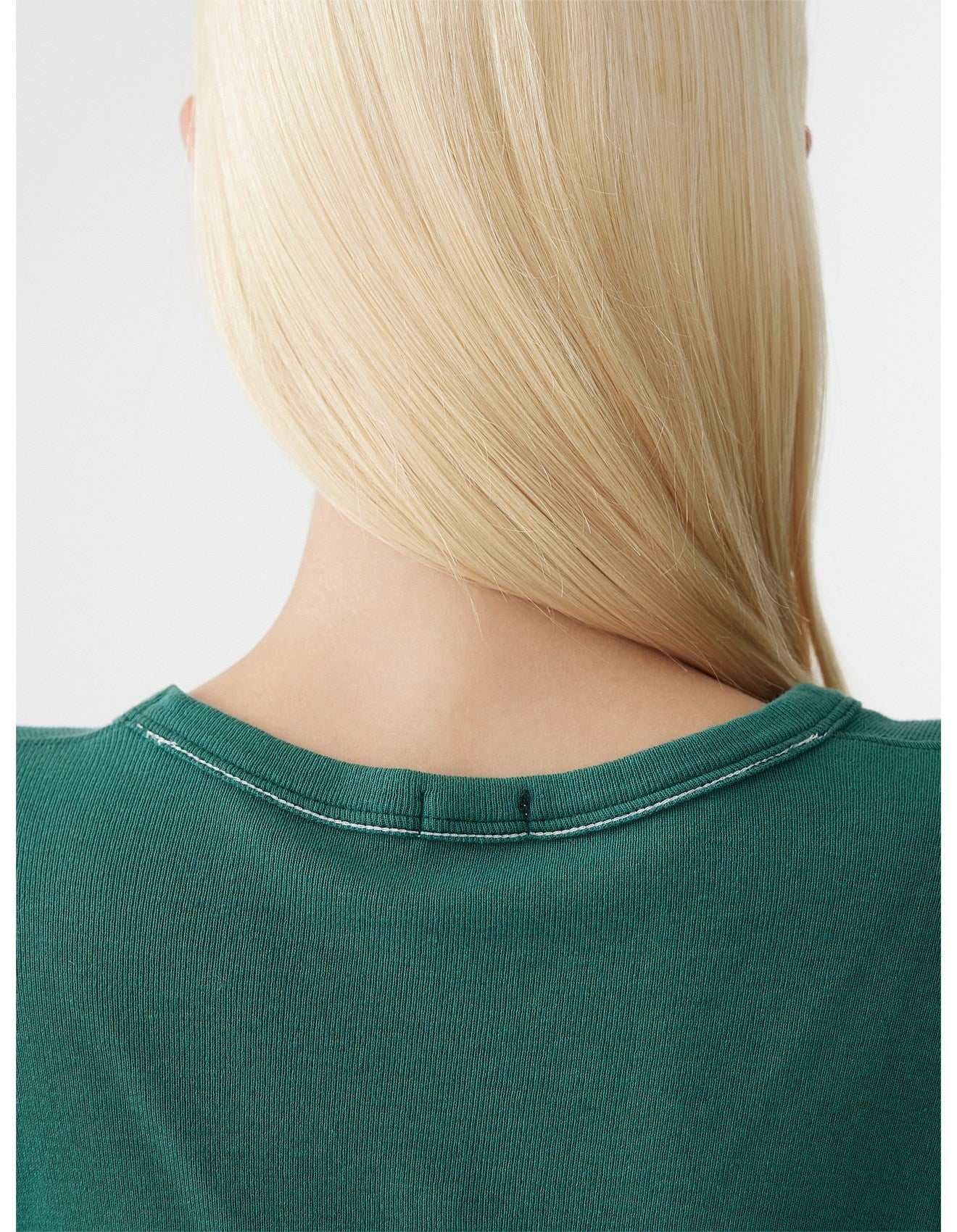 Bassike Slime Superfine Rib Long Sleeve T Shirt Pine