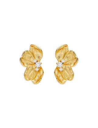 By Charlotte Serene Lotus Statement Earrings 18k Gold Vermeil