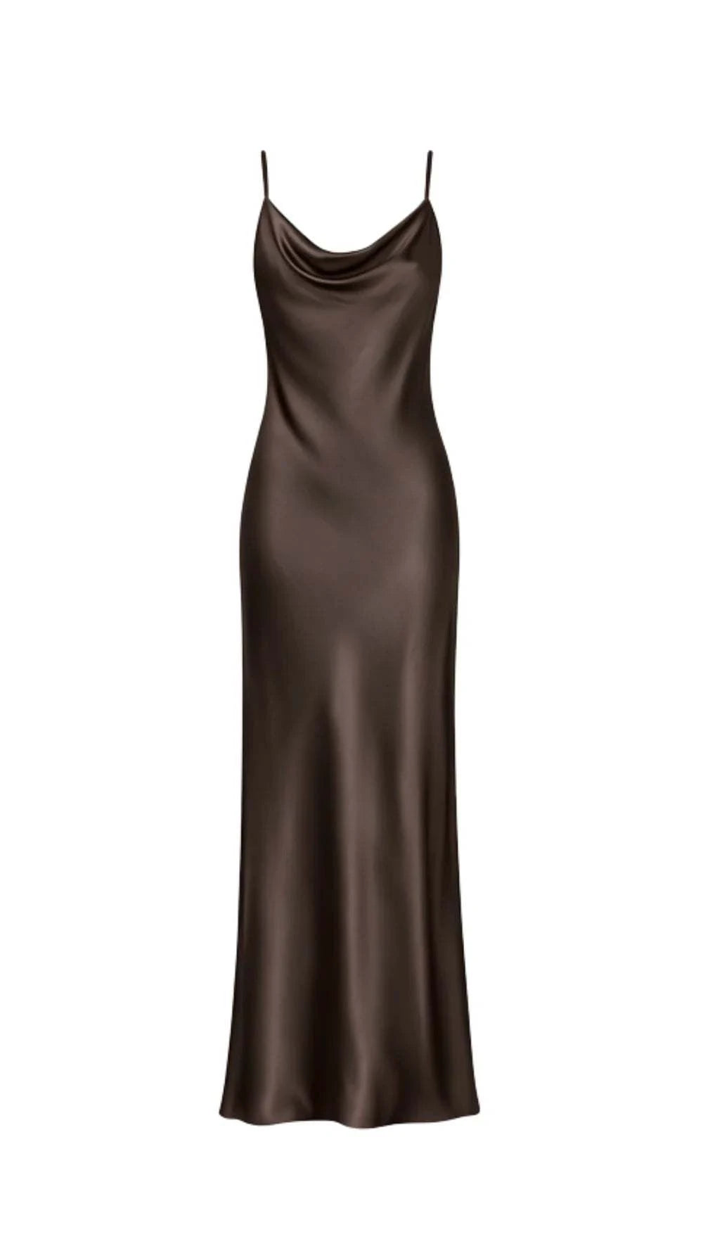 Charli Alena Satin Dress Dark Espresso One Size