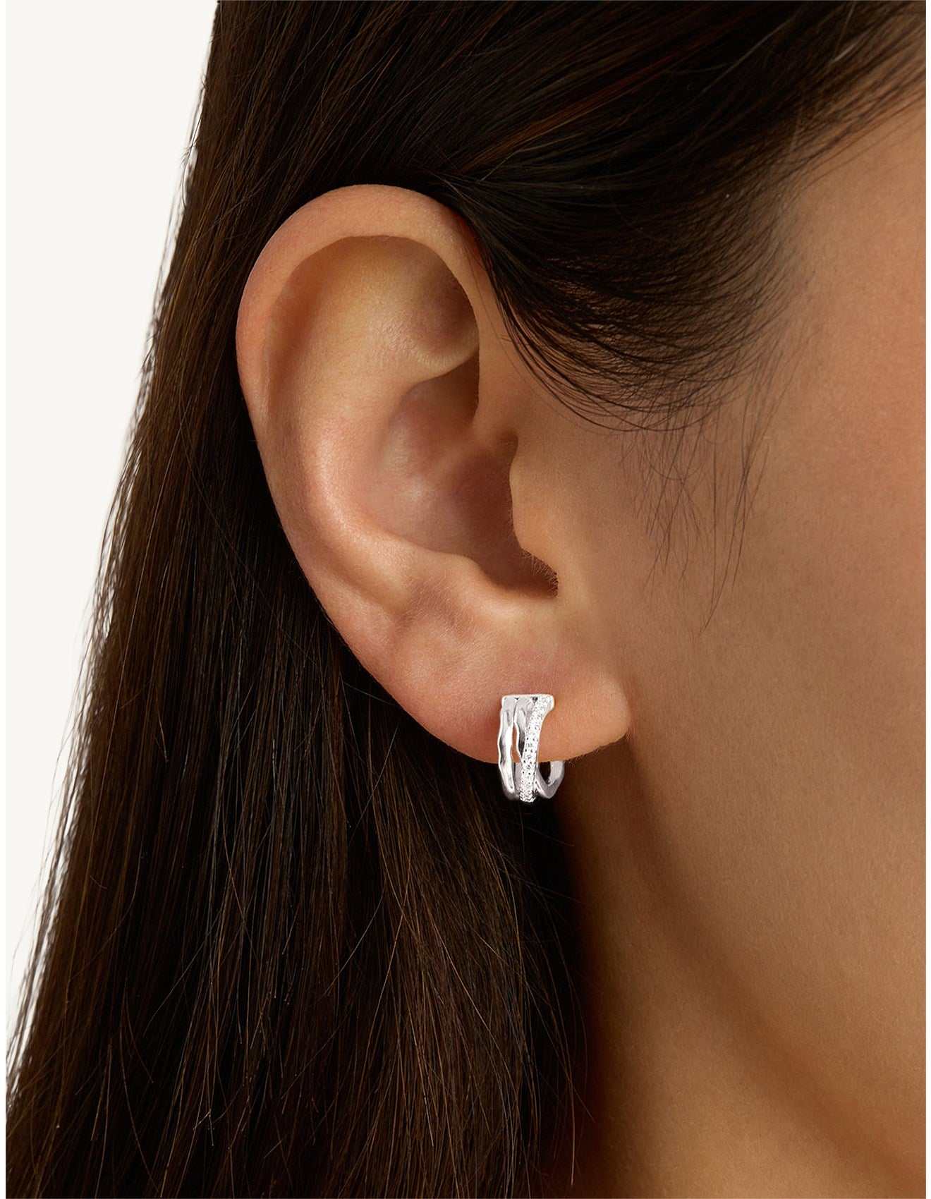 By Charlotte Entwined Heart Hoops Sterling Silver