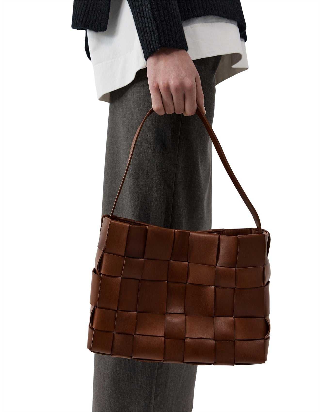 St Agni Woven Mini Tote Chestnut