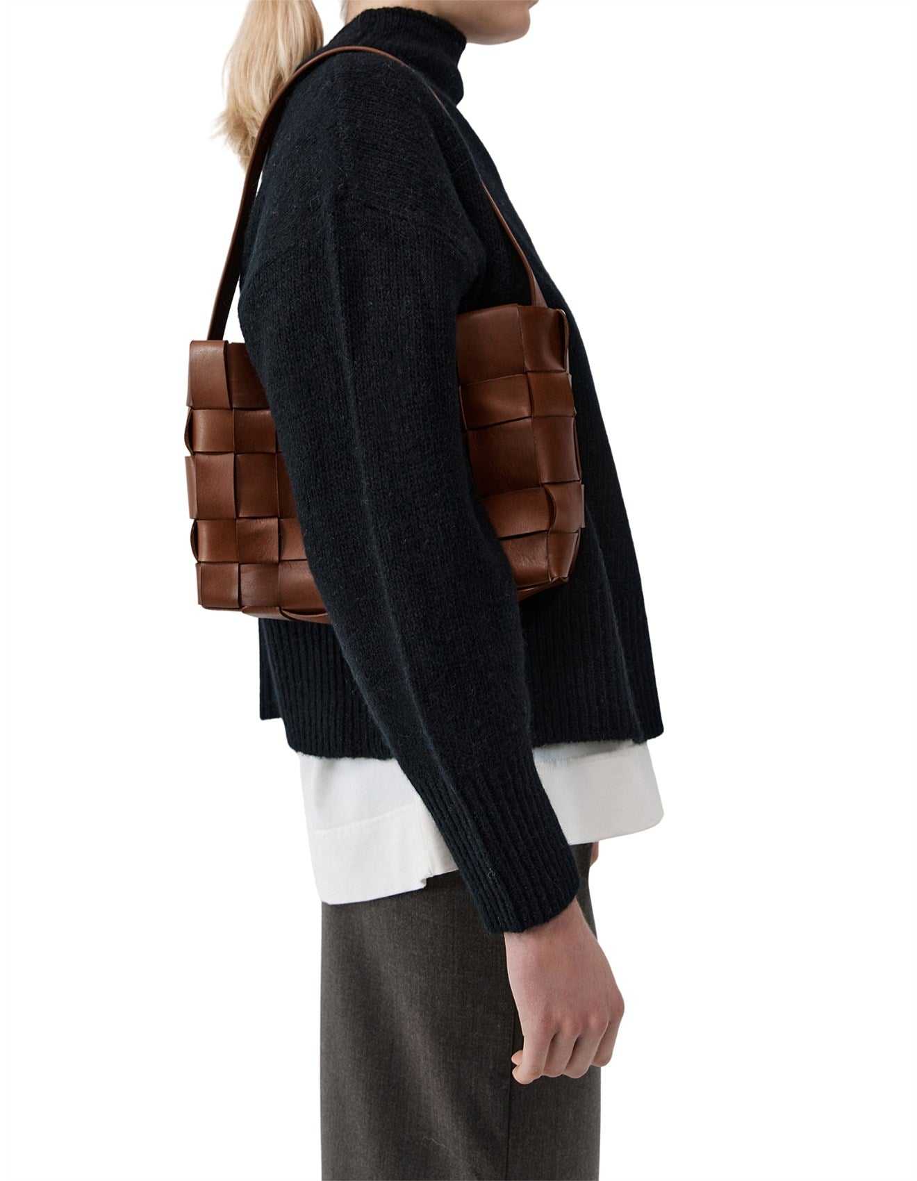 St Agni Woven Mini Tote Chestnut