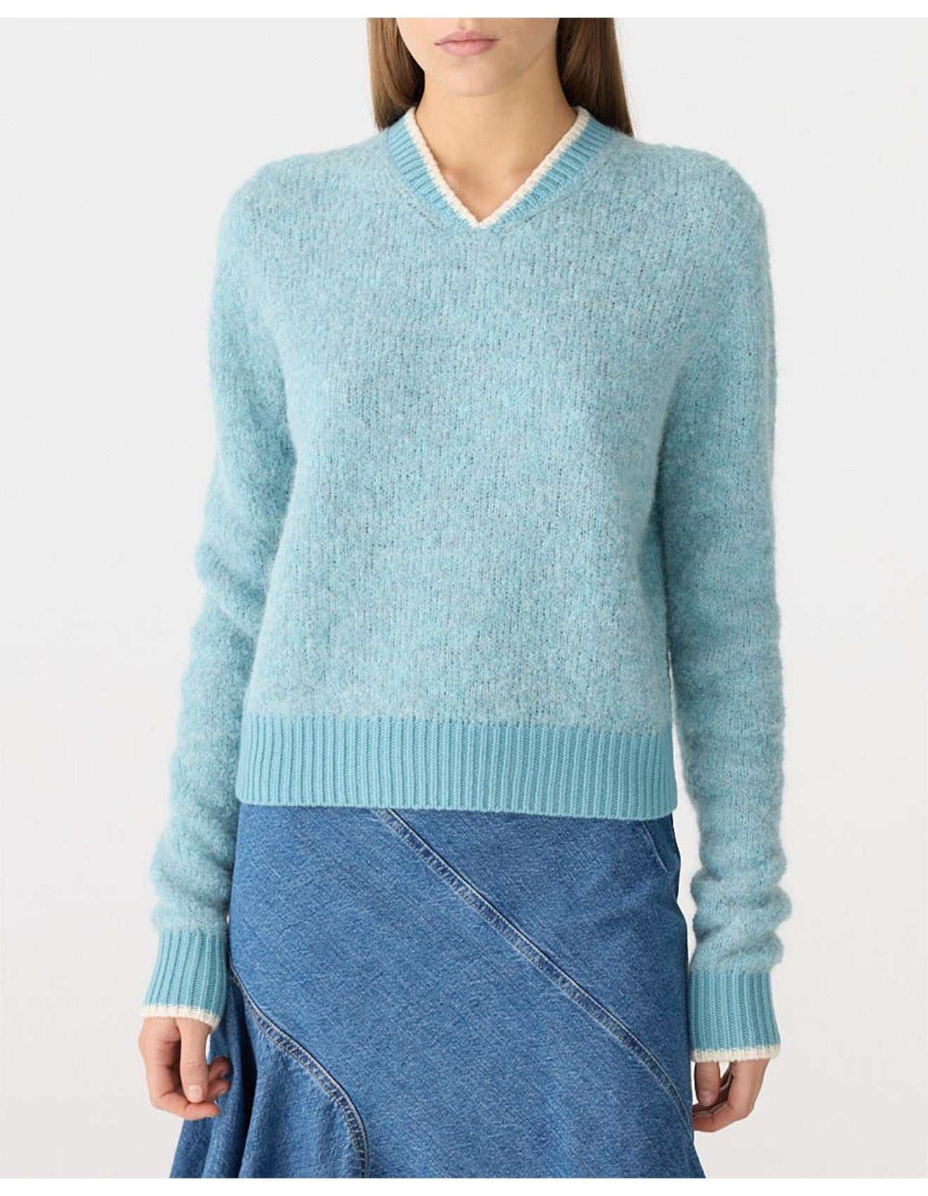 Bassike Wool Alpaca Contrast Knit Pale Blue