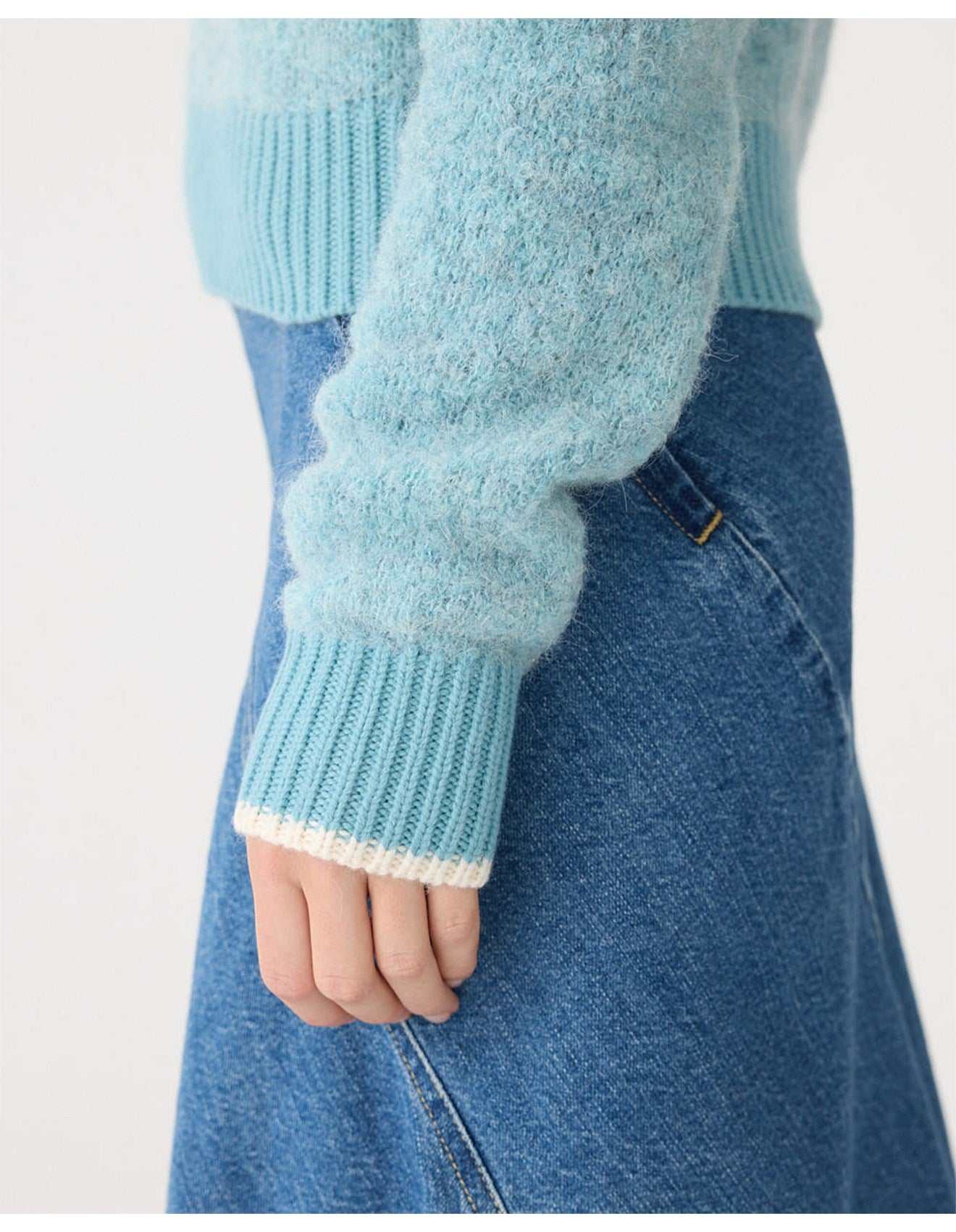 Bassike Wool Alpaca Contrast Knit Pale Blue