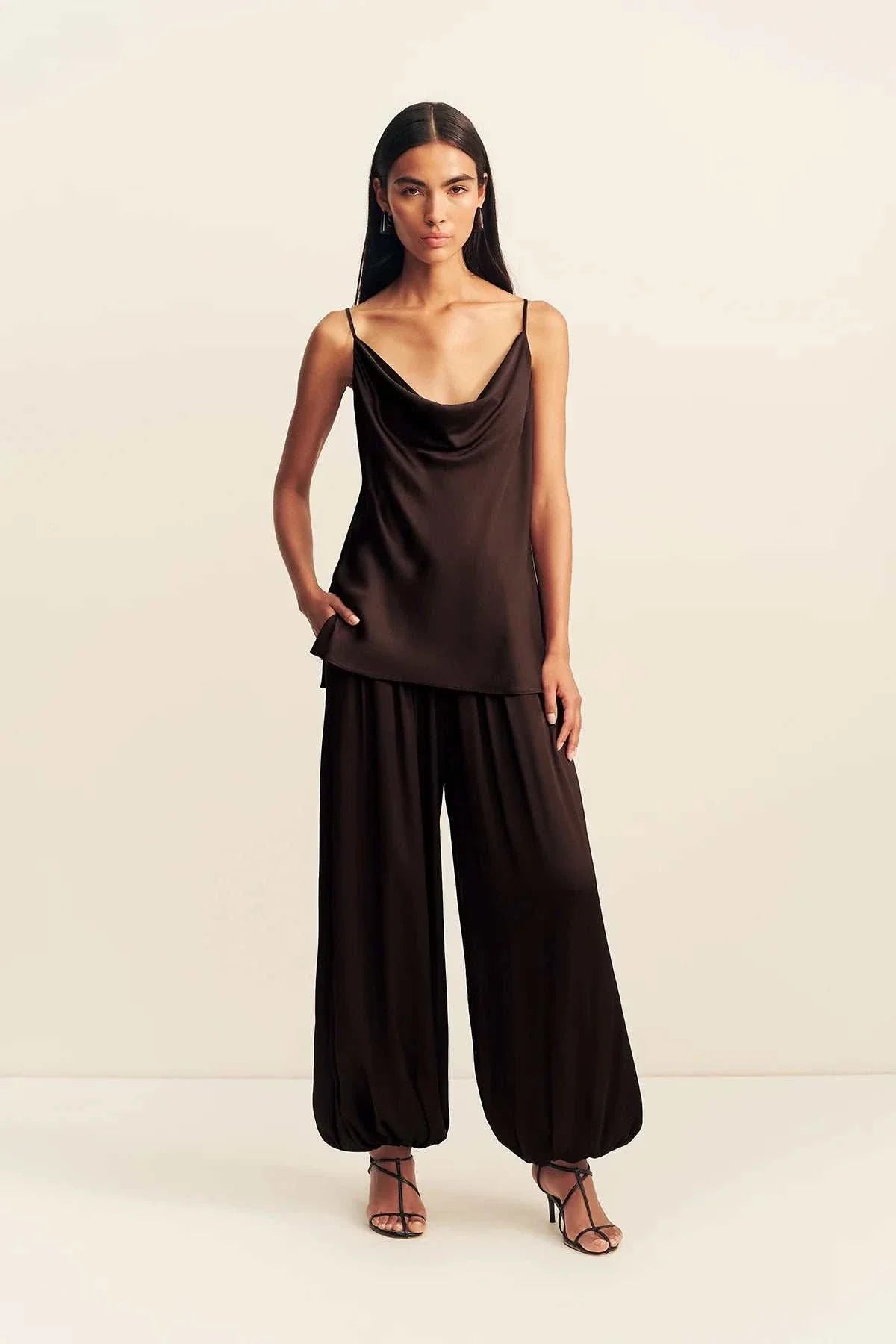 Shona Joy Agnes Cowl Neck Cami Espresso