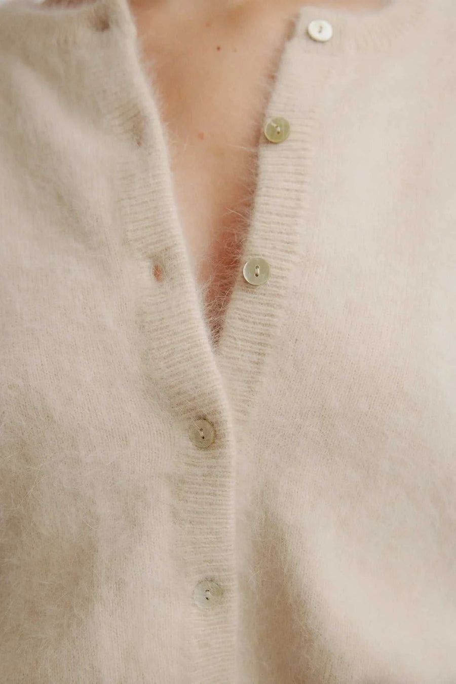 Nomads Frankie Cashmere Crew Neck Cardigan Oatmeal