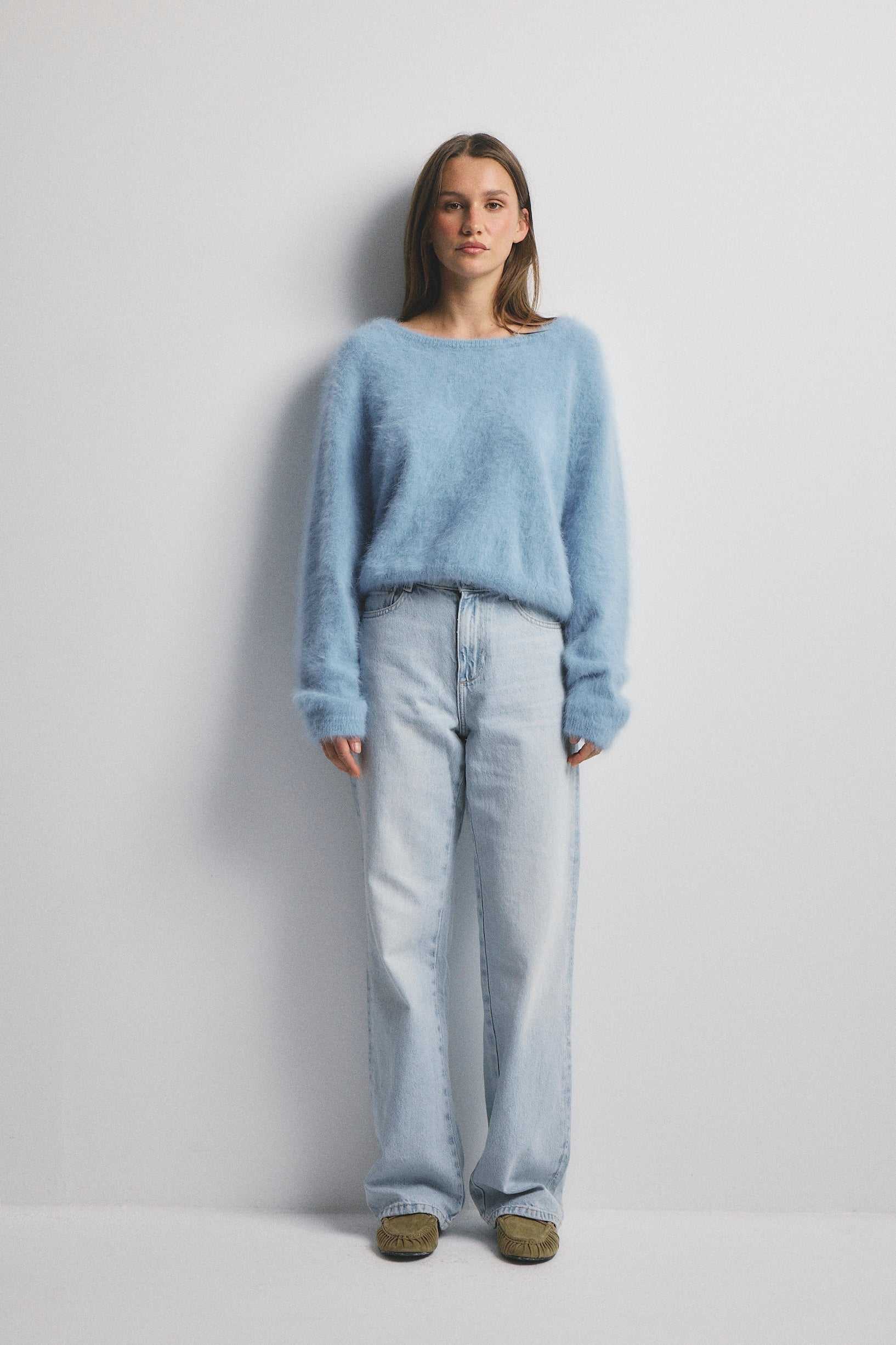 World Of Nomads Stella Cashmere Boat Neck Knit Sky