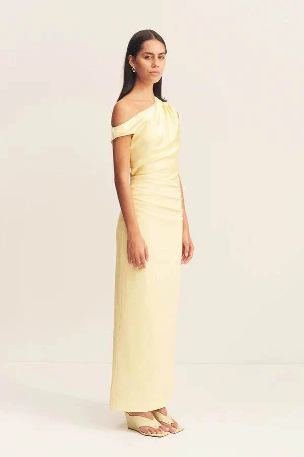 Shona Joy Dillion Contrast Draped Dress Yellow Sorbet 