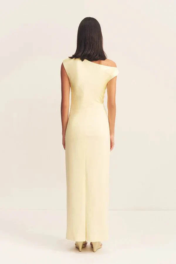 Shona Joy Dillion Contrast Draped Dress Yellow Sorbet 
