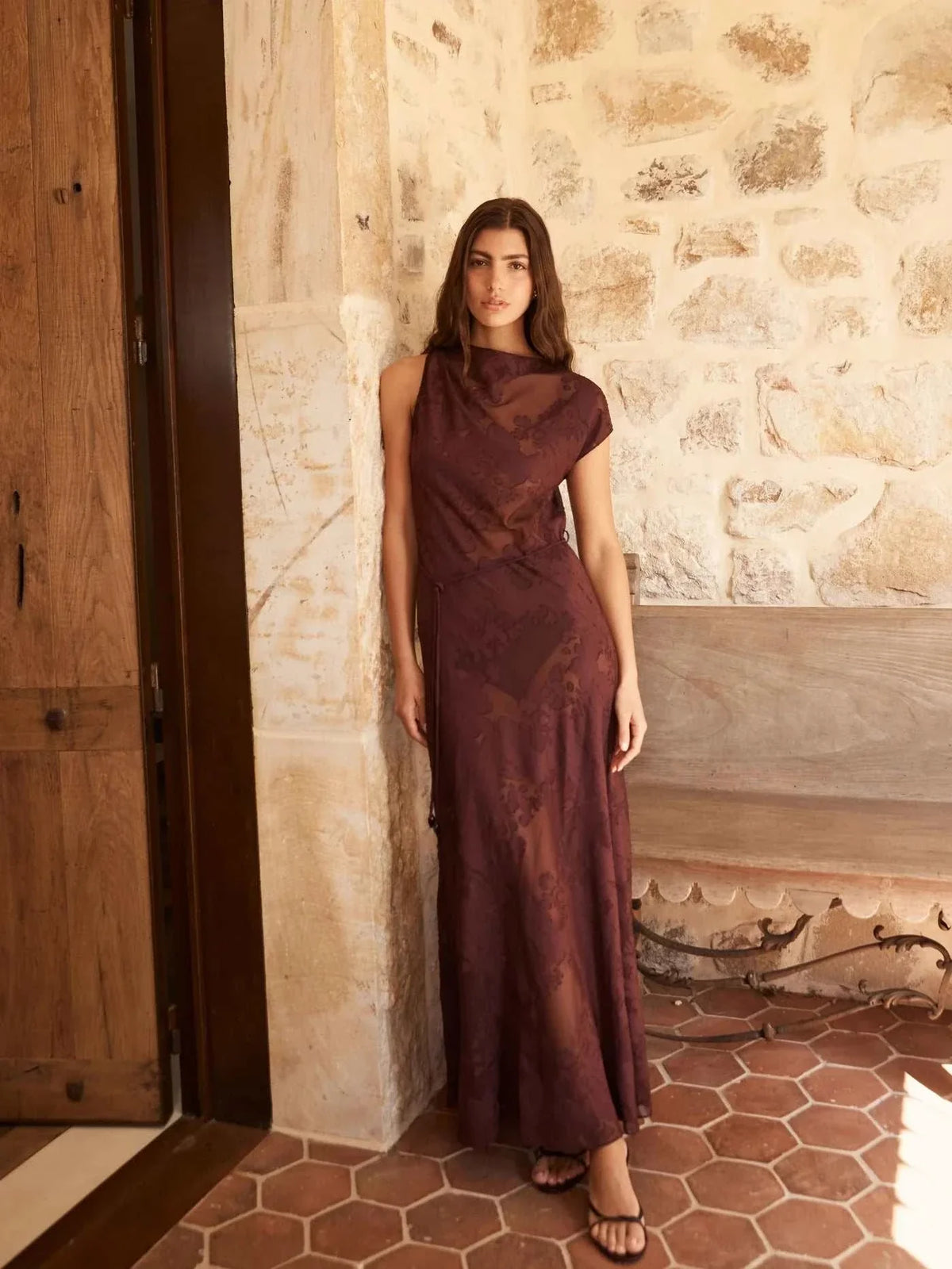 Roame Capri Dress Mulberry Jacquard