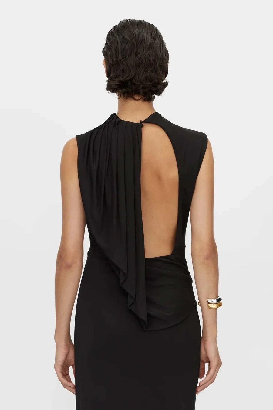 Camilla and Marc Draped Sleeve Dress Black
