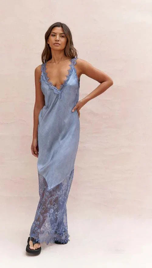 Charli Solange Slip Dress Washed Blue