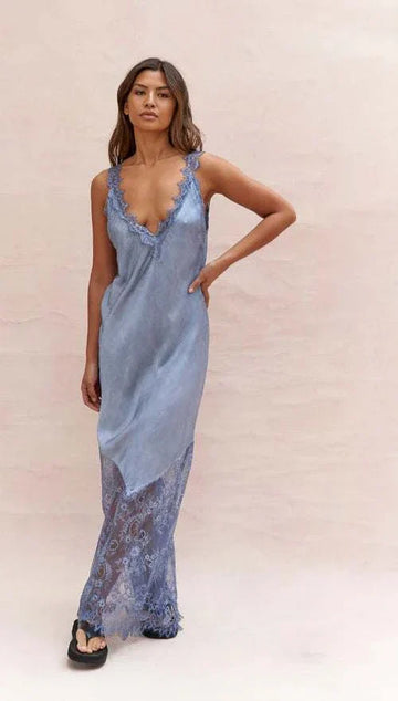Charli Solange Slip Dress Washed Blue