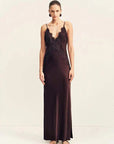 Shona Joy Simona Lace Slip Maxi Dress Espresso